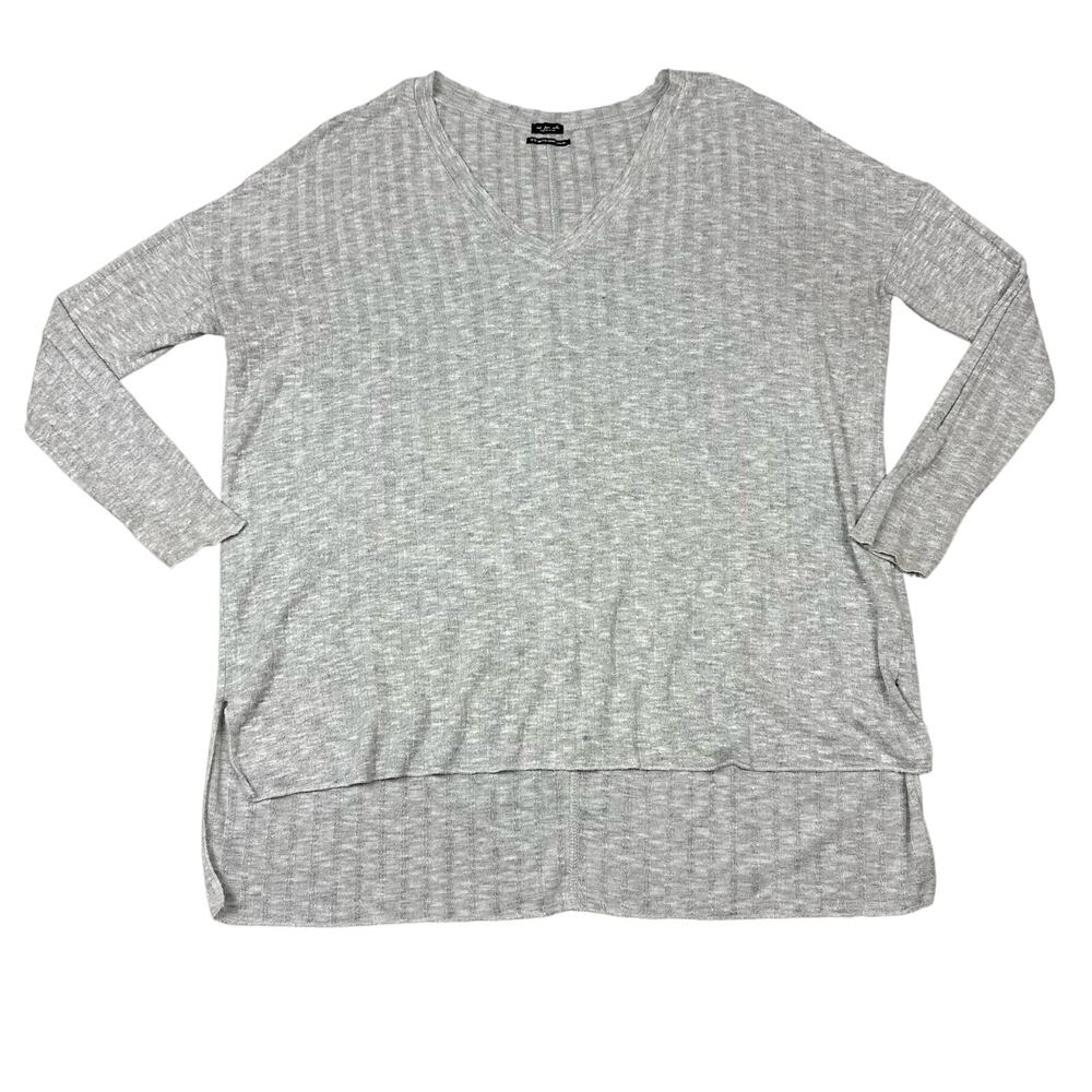 Out From Under Top‎ Women XS Grey Excellent Ribbed V-Neck High-Low Oversized